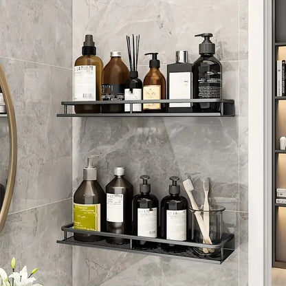 Wall-Mounted Aluminum Bathroom Storage Rack - Cosmetic Organizer