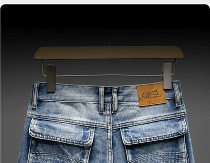Denim Shorts Men – Casual Summer Knee Length Jean Shorts with Multiple Pockets