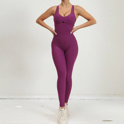 Women Gym Jumpsuit - Backless Fitness Jumpsuit | Breathable Nylon Spandex Blend Activewear