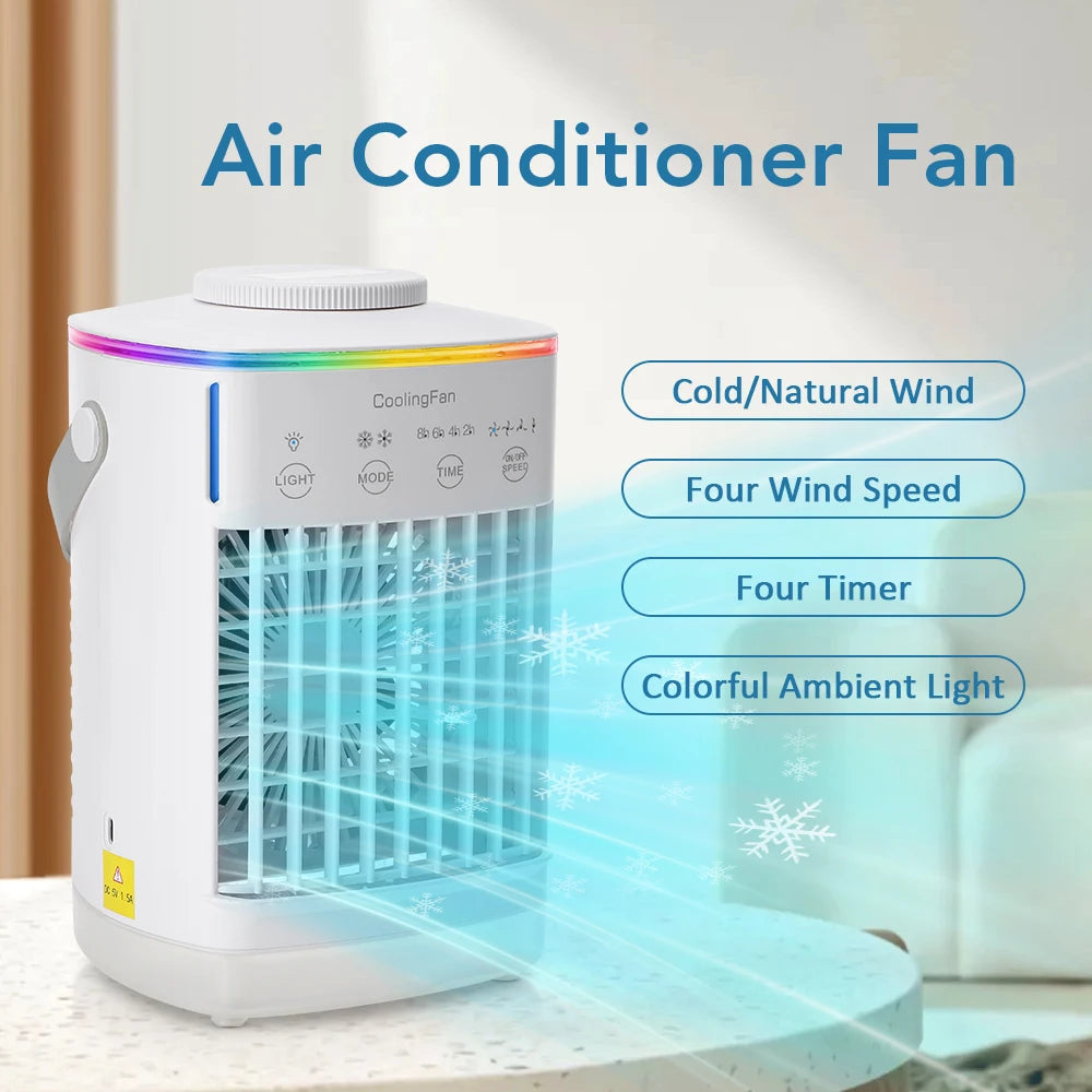 3 In 1 Fan AIr Conditioner Household Small Air Cooler LED Night Light Portable Humidifier Air Adjustment Fan Office Home Fan