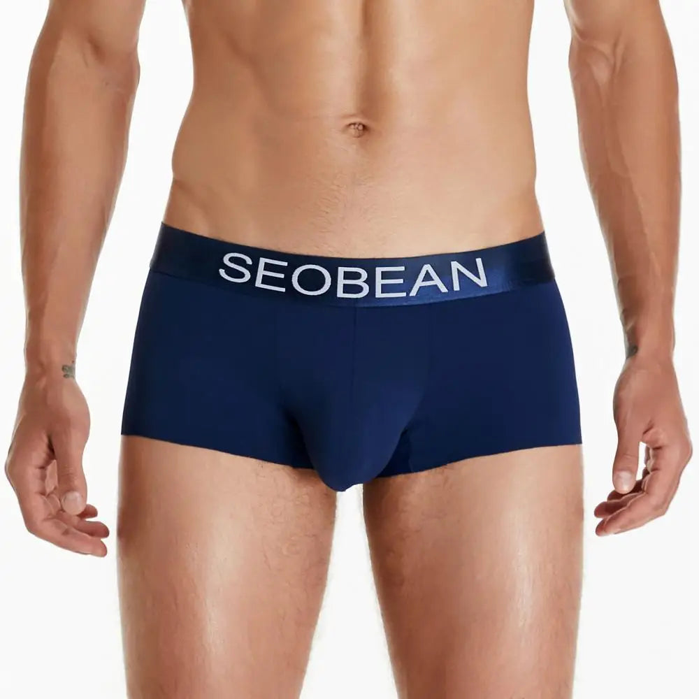 SEOBEAN New Ice Silk Boxers Men Underwear U Convex Pouch Solid Underpants Comfortable Breathable Thin Boxershorts