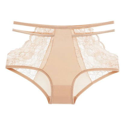 Women's Underwear Sexy Lace Panties Plus Size High Waist Ice Silk Briefs Fashion Seamless Hollow Out Underpants Female Lingerie