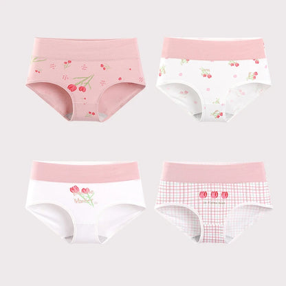 4Pcs/Set High Waist Cotton Panties Women Body Shaper Underwear Fashion Print Panty Girls Briefs Seamless Female Lingerie