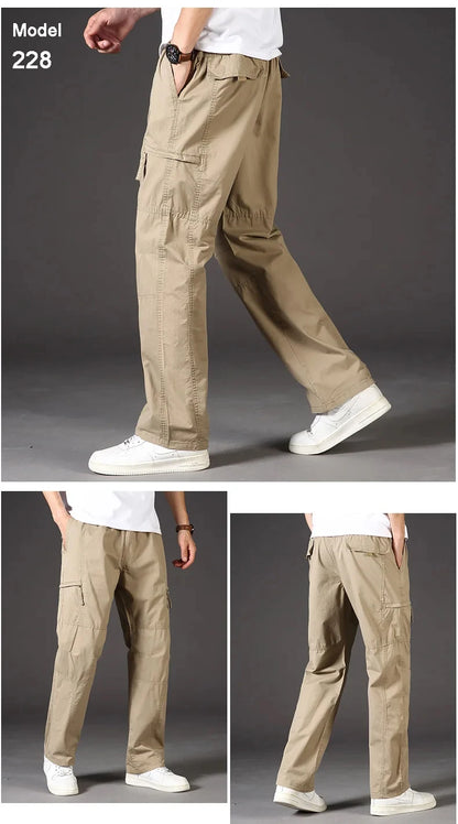 Men's Cargo Pants Cotton Black Work Pants Summer Casual Climbing Joggers Man Sweatpants Sports Spring Autumn Twill Trousers