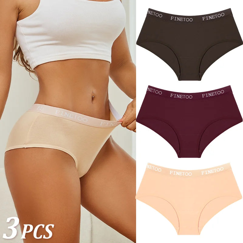 Women Cotton Briefs - Soft Breathable Low-Rise Panties 3Pcs Cotton Underwear Set