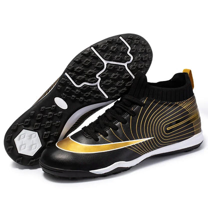 Men Football Boots – Lightweight Leather Soccer Shoes With Ankle Support Cleats
