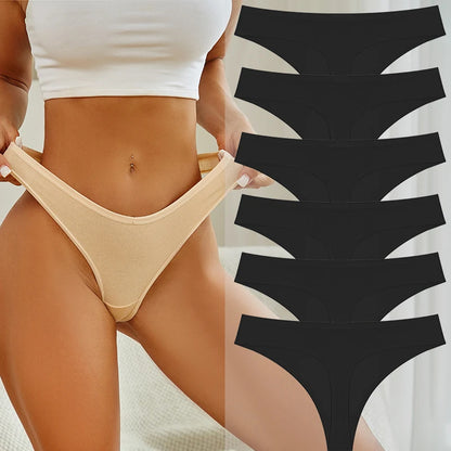 6Pcs/Set Women‘s Cotton Seamless Pantys Sexy Low Waist Soft Comfortable Thongs Fashion Girl Breathable Intimates G-Strings