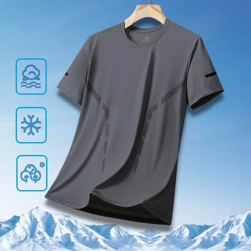 Men's Ice-Silk T-Shirt – Quick-Dry Breathable Round-Neck Tee (Plus Size)
