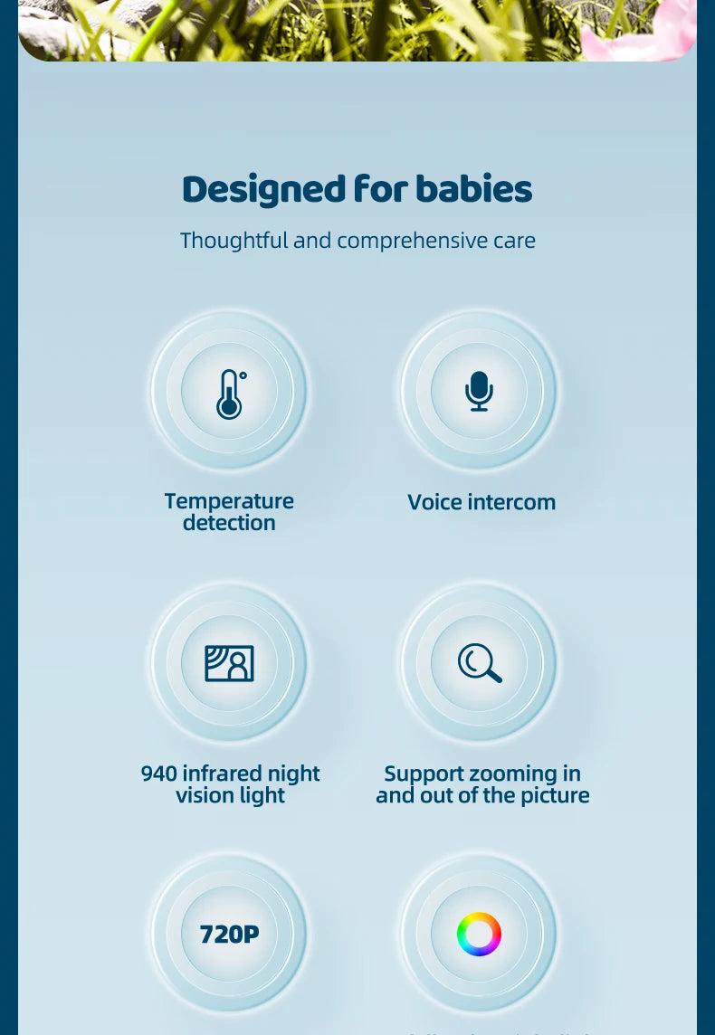 DANMINI new 3.5 "RGB night light baby monitor with night vision temperature detection voice intercom baby nanny security camera