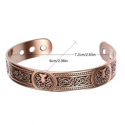 Viking Tree of Life Celtic Knot Zinc Alloy Magnetic Bracelet Ring Set Open Cuff Vintage Healing Jewelry for Men Women