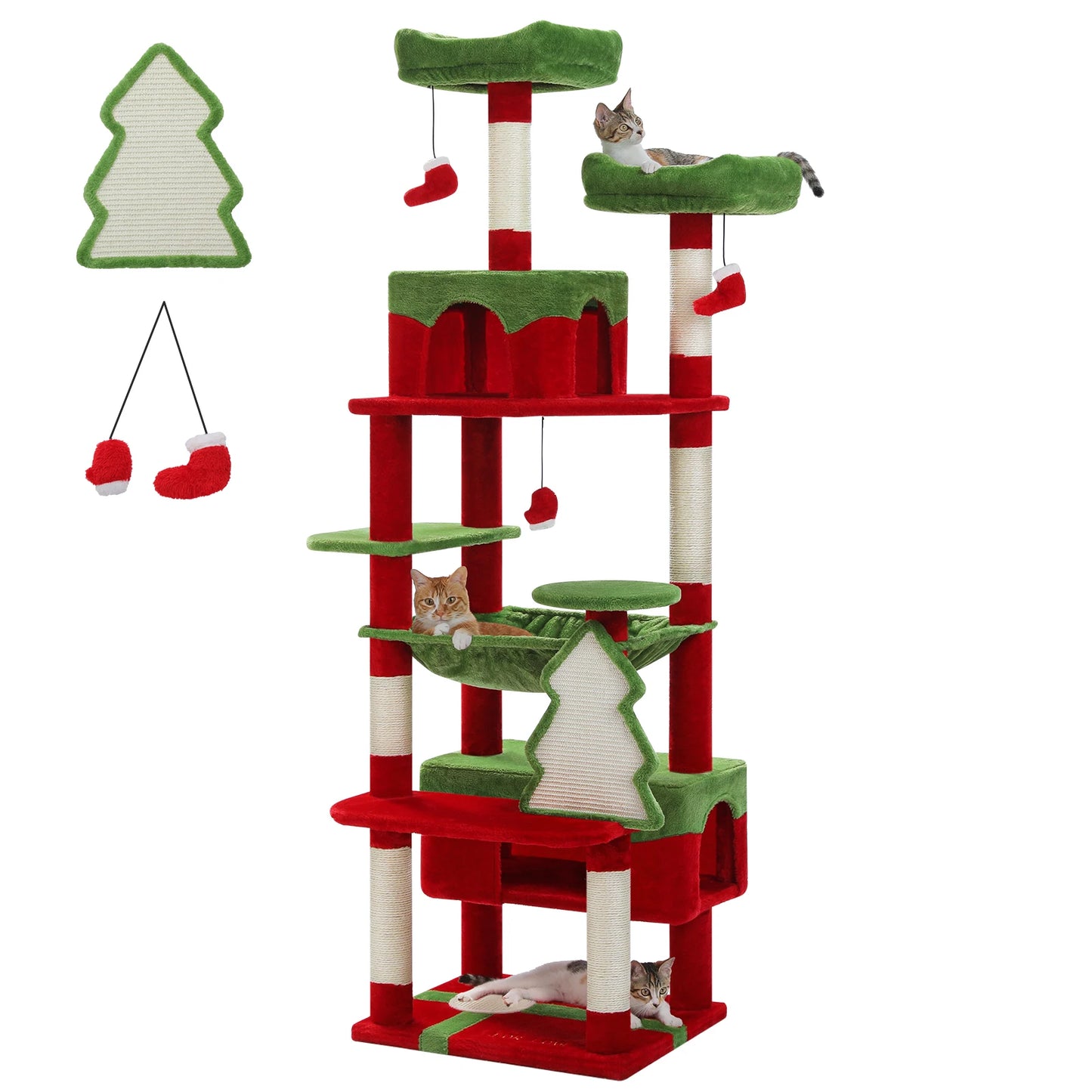 Large Cat Tree - Multi Level Indoor Cat Tower With Sisal Covered Posts & Spacious Condo