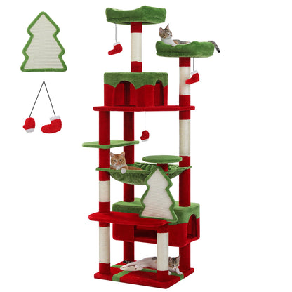 Large Cat Tree - Multi Level Indoor Cat Tower With Sisal Covered Posts & Spacious Condo