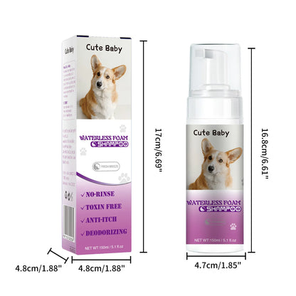 Water Free Dry Cleaning Mousse for Cats Dogs No Rinse Foam Spray Shampoo with Deodorizing Deep Cleaning Gentle Bath Gel