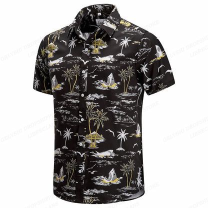 Floral Hawaiian Shirt Tropic Leaf 3d Printed Shirts Men Women Fashion Oversized Blouse Men's Vocation Lapel Beach Camisas