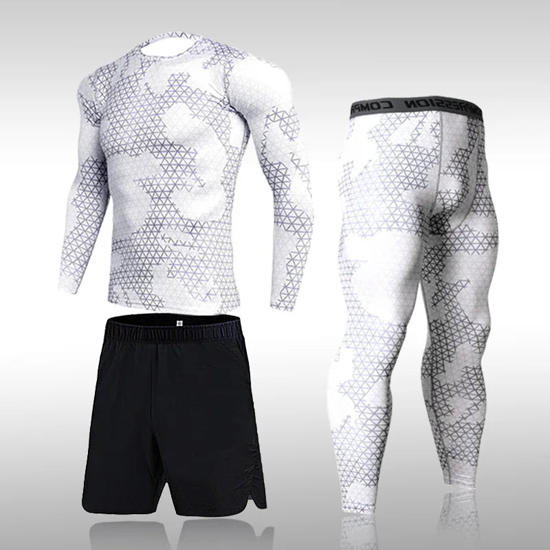 Men's Compression Gym Tights - Muscle Support Workout Pants | Quick Dry Sportswear Set