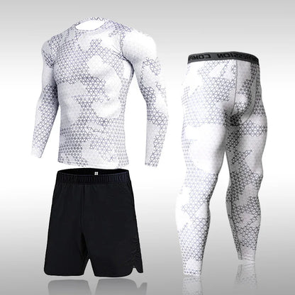 Men's Compression Gym Tights - Muscle Support Workout Pants | Quick Dry Sportswear Set