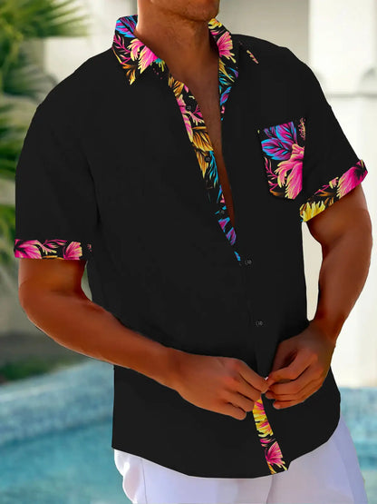 Men's shirts, button up shirts, casual shirts, spring and summer, printed short sleeves, daily, fashionable, comfortable