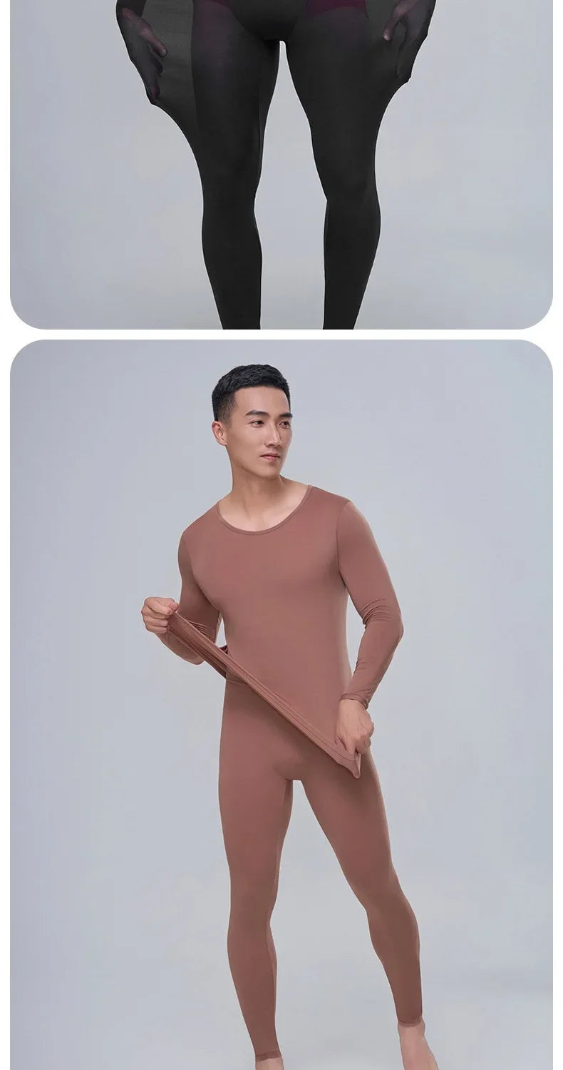 1pcs Men's Ultrathin Thermal Underwear High elasticity Plus Size Constant Temperature Seamless Long Sleeve Bottoming Set