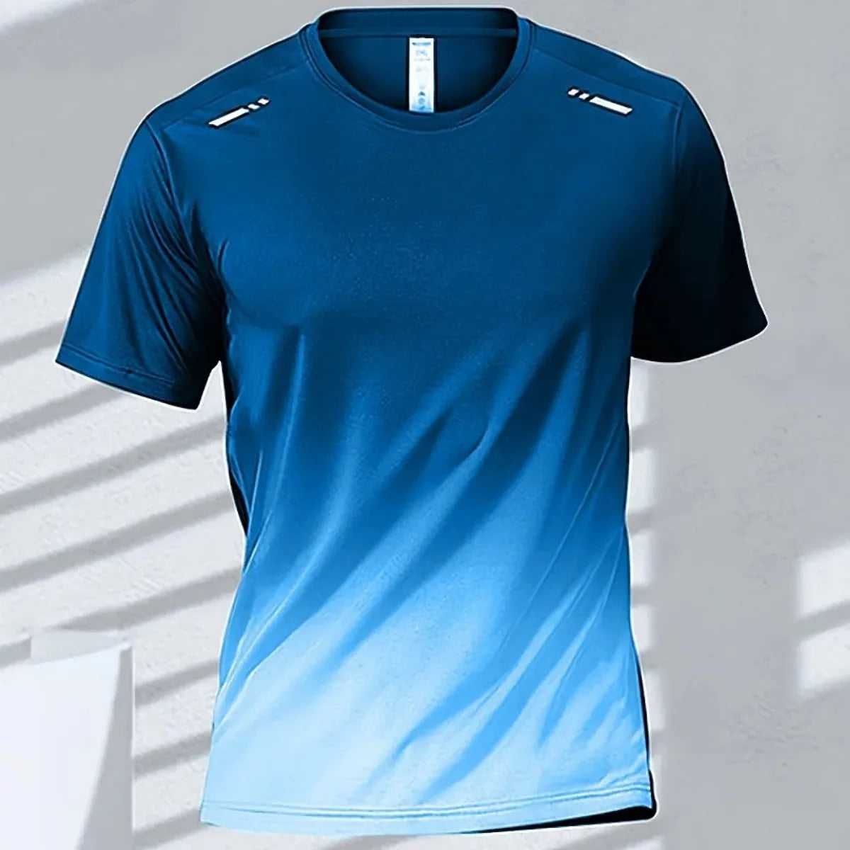 Men's Gradient Print T-Shirt – Breathable Quick-Dry Round-Neck Top