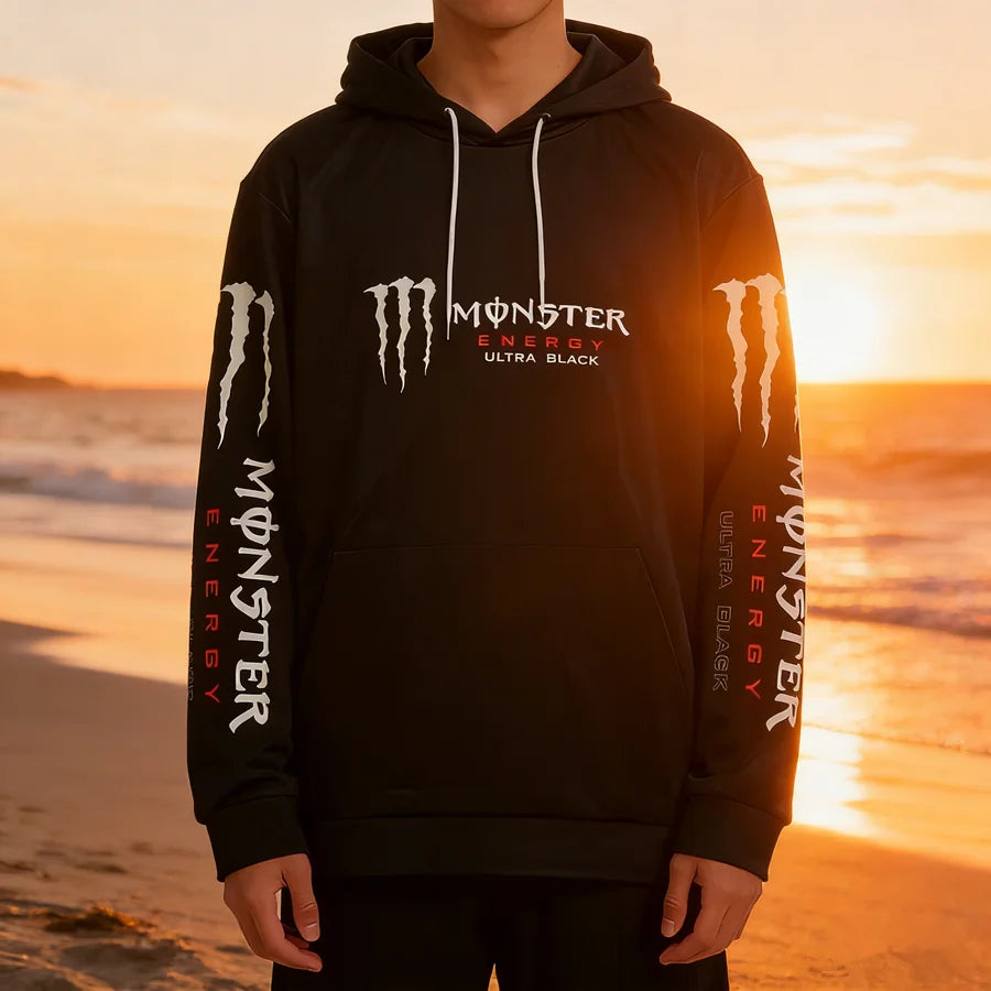Monster Energy Hoodies – Charcoal Gray Streetwear Pullover For Men & Women