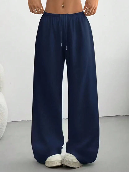 Ladies' Casual Wide Leg Jogging Pants, Drawstring Elastic Waistband, Comfortable Loose Fit, Spring/Summer/Autumn Styles