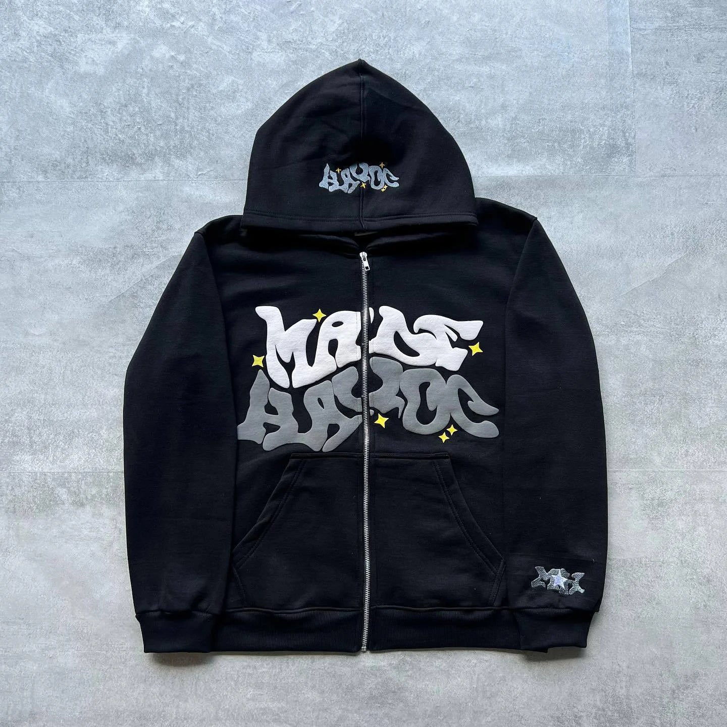 New Harajuku Fashion Gothic Letter Printed Casual Hoodie Zipper Hoodie Street Shirt Sportswear Fashion Men's and Women's Jacket