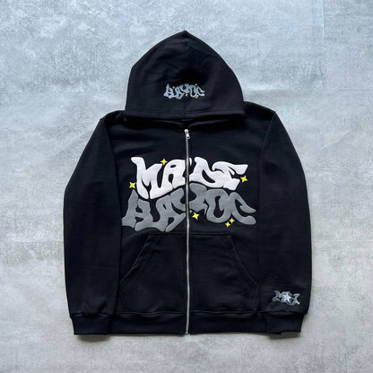 New Harajuku Fashion Gothic Letter Printed Casual Hoodie Zipper Hoodie Street Shirt Sportswear Fashion Men's and Women's Jacket