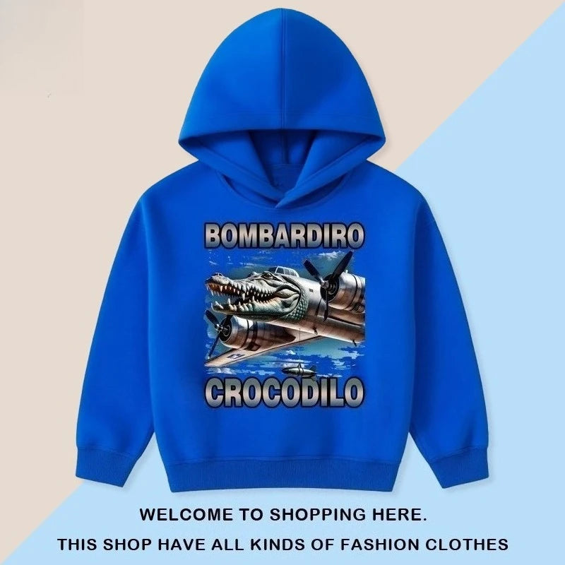 Kids Cartoon Hooded Sweatshirt - Classic Tung Tung Mountains and Seas Design - ZOOMNSTORE