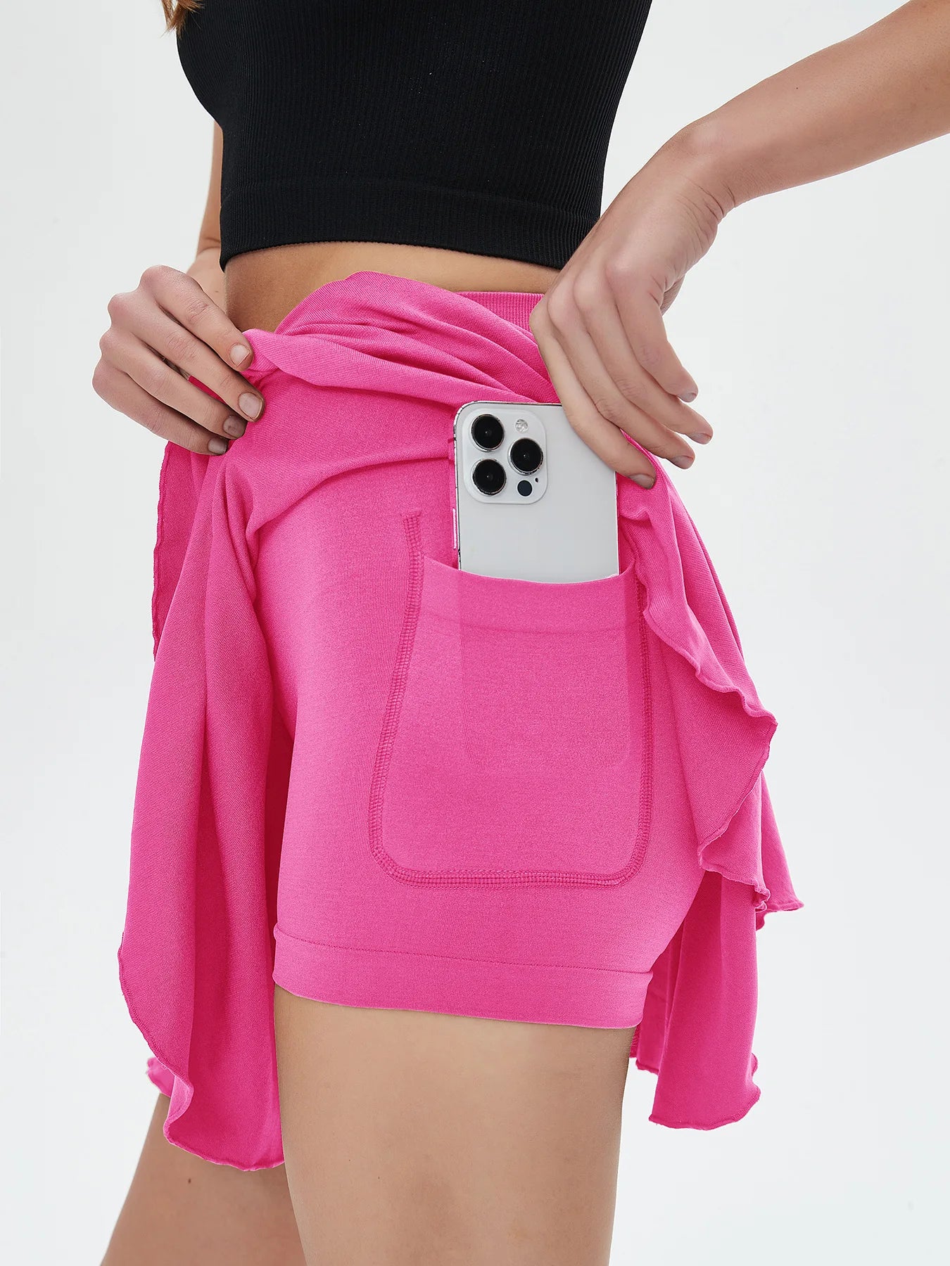 CZGUKE Women's High-Waisted Sports Mini Skirt with Belt Safety Pocket Breathable Tennis Yoga Golf Skirt for Comfortable Movement