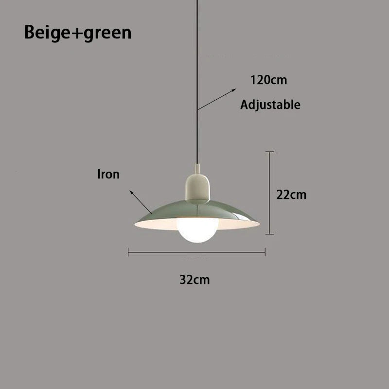 Modern Pendant Lights – Dining Room Chandeliers With Green Iron Lampshade & LED Bulbs