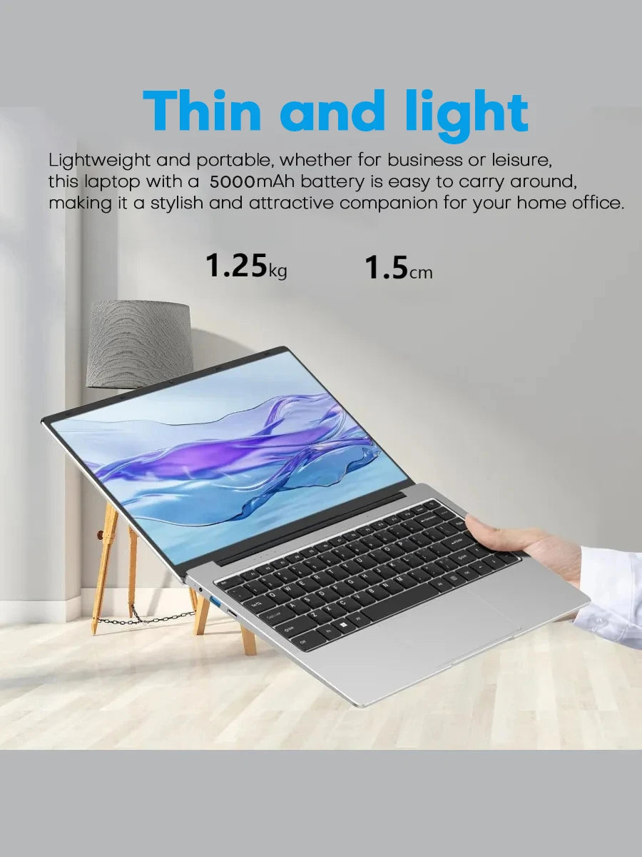 Xiaman Ultra Slim Windows 11 Laptop Computer 14.1" 12GB RAM 1TB SSD Intel Atom A3950 Notebook 1920*1080 Office Study Computer PC