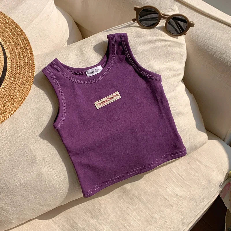 Kids Summer Clothes Sleeveless T-shirt Fashion Children T-shirt For Girls Boys Cotton Vest Tops