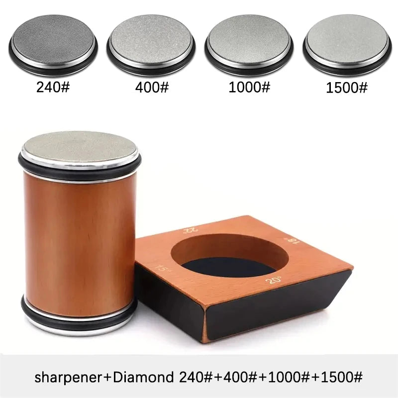 Rolling Knife Sharpener - 4 Angle Sharpening System With Diamond Whetstone Kit