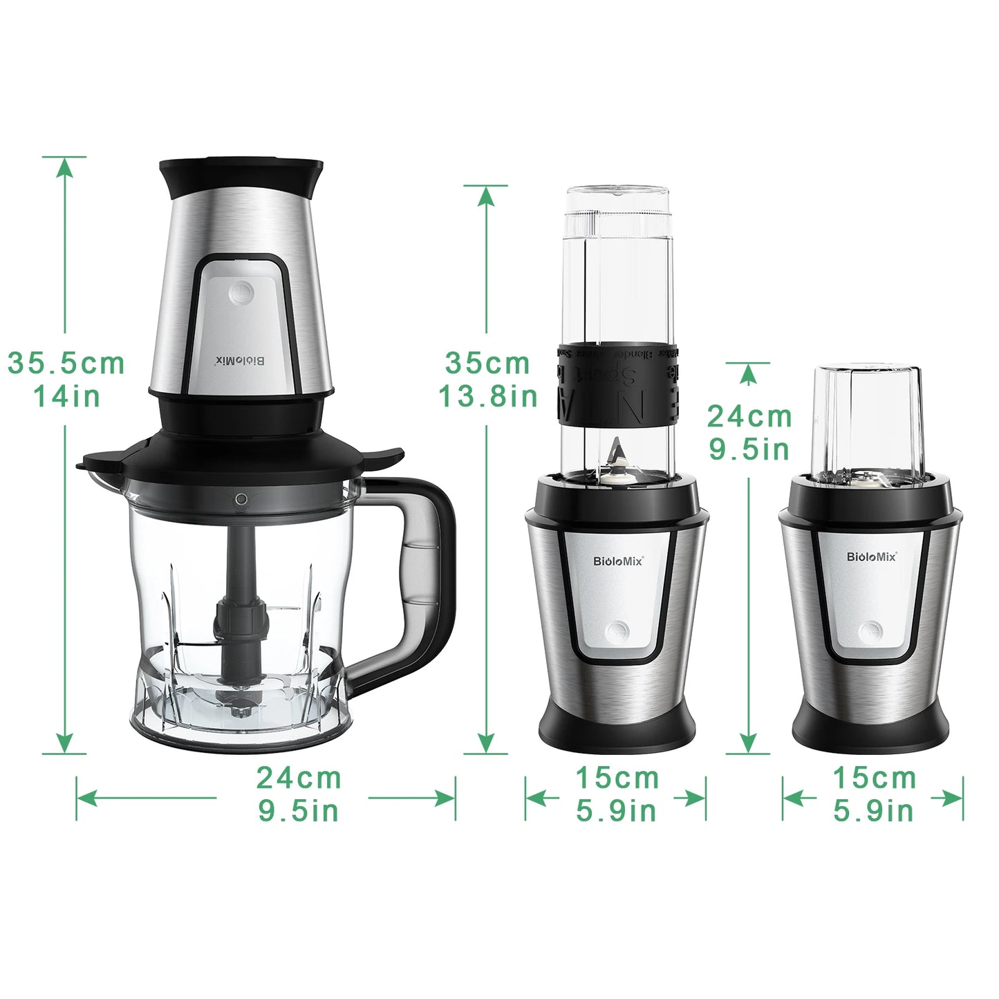 3-in-1 Food Processor - 700W Portable Juicer Blender  Chopper