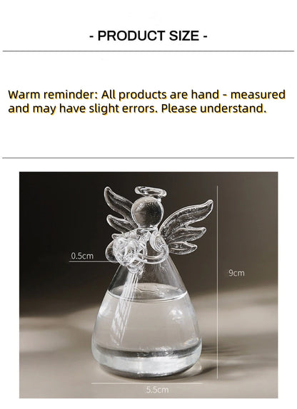 Handmade Angel Glass Vase - Mini Crystal Tabletop Decor for Home Office Wedding Gift - ZOOMNSTORE