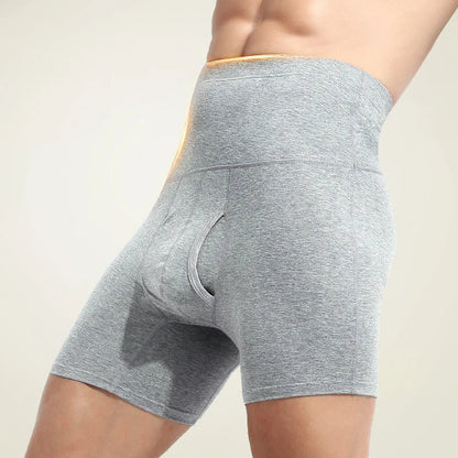 3pcs Men's underwear Men's cotton high waist belly large size extended anti - wear leg fat warm sports boxers
