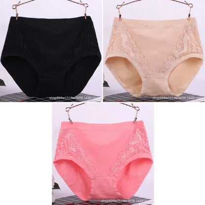Plus Size Women's Lace Cotton Briefs 5XL 6XL Sexy Comfortable Panties for Full Figure Mature Ladies Soft Breathable Underwear