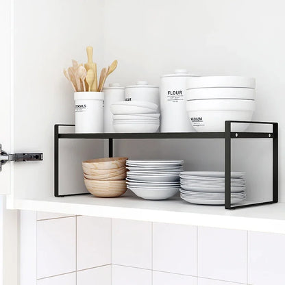 Kitchen Dish Rack - Stainless Steel Stackable Over Sink Shelf & Cutlery Holder