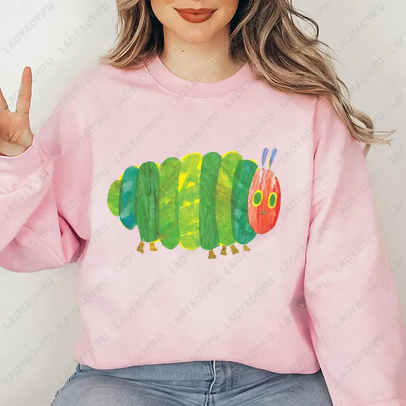 The Very Hungry Caterpillar Sweatshirt Cute Fnny Hungry Caterpillar Bookish Pullovers Man Women Retro Trend Cool Street Hoodies