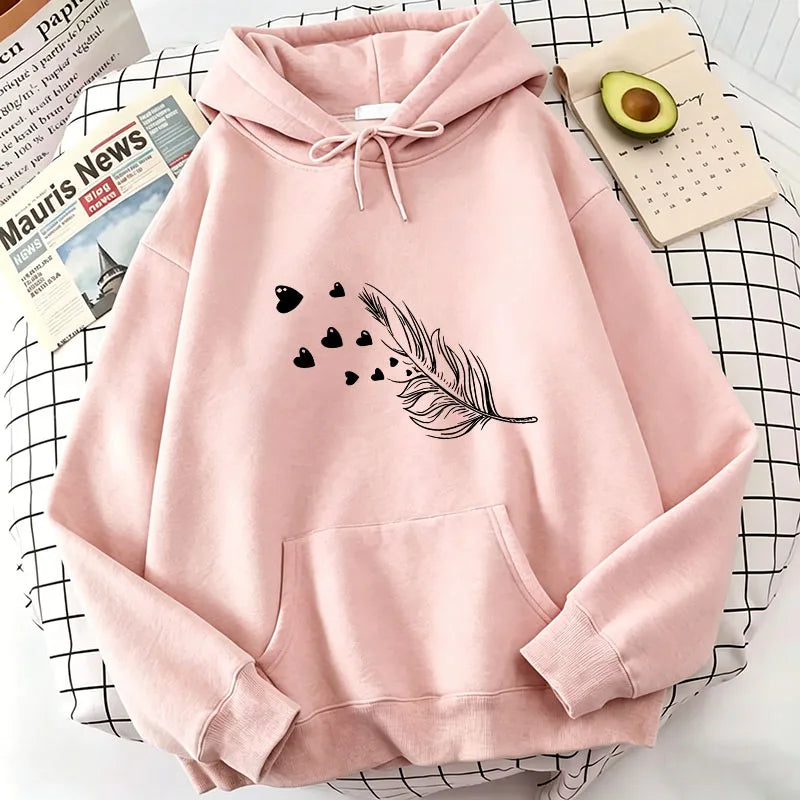 Retro Love Heart with Leaf Casual Hoodies Sweatshirts Men Women Fashion Clothing Hooded Casual Y2k Sweatshirt