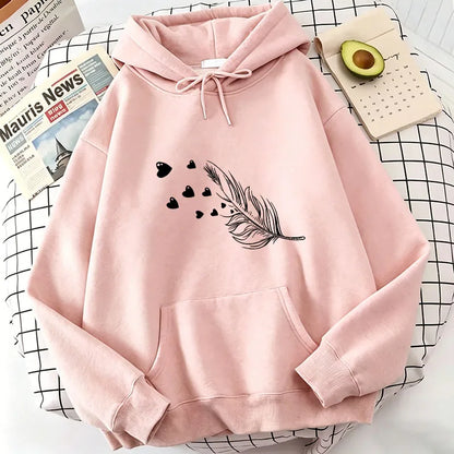 Retro Love Heart with Leaf Casual Hoodies Sweatshirts Men Women Fashion Clothing Hooded Casual Y2k Sweatshirt