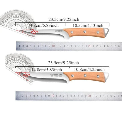 Professional Stainless Steel Fillet Knife - Forged Meat Cleaver with Wooden Handle