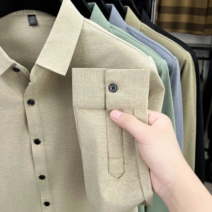 High-End Man Long-Sleeved Shirt Lapel Single-Breasted Bear Embroidery Spring New Shirt Fashion Versatile Leisure Men's Clothing
