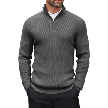 Autumn Men's Quarter Zip Pullover Dress Slim Sweater Mock Neck Sweaters Casual Long Sleeve Pullovers Outerwear Winter Warm Tops
