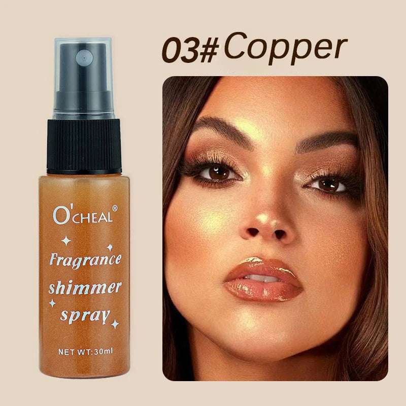 Flash Spray, Lasting Flash, Waterproof, Sweat Proof, Stain Proof, Suitable for Face, Body, Neck, Bright Makeup, Shiny Cosmetics