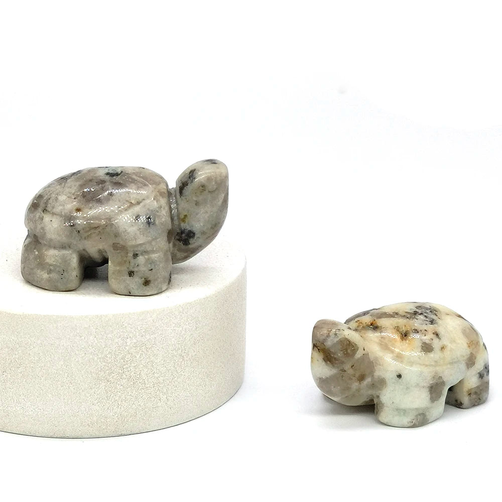 1.2" Mini Natural Crystal Stone Turtle Statue Reiki Healing Tortoise Figurine Amulet Fengshui Sculpture for Home Office Decor