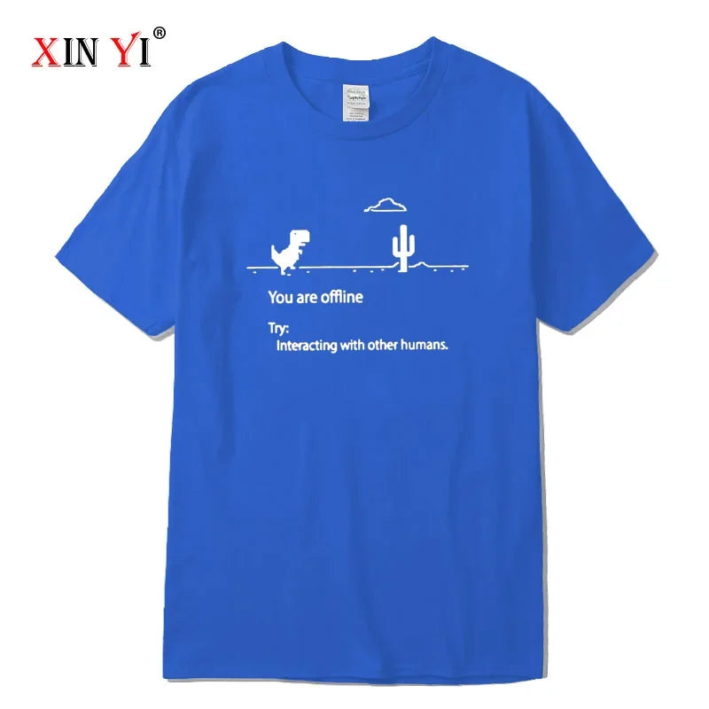 Men's High Quality Cotton Blend Funny Dinosaur Print T Shirt Loose O-neck Men Tshirt Short Sleeve T-shirt Male Tees Tops