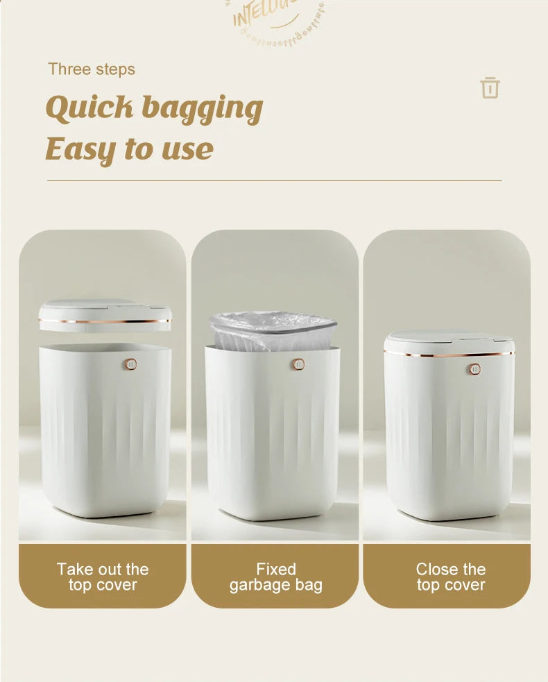 Smart Automatic Sensor Trash Can - 20L UV Induction Bathroom Wastebasket