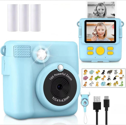 Instant Print Camera - Kids Digital Camera with 1080P HD Video, Waterproof & Shockproof Toy