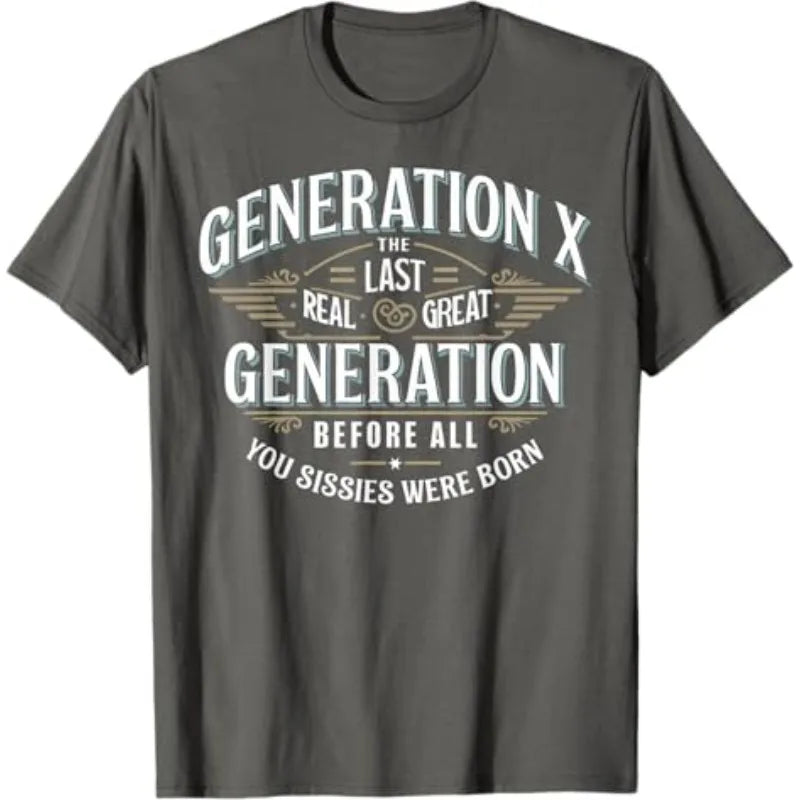 Men's Women Funny Generation X Ironic Humor T Shirt with Donkey Cotton Tee Streetwear Oversized Summer Loose Novelty Top Casual